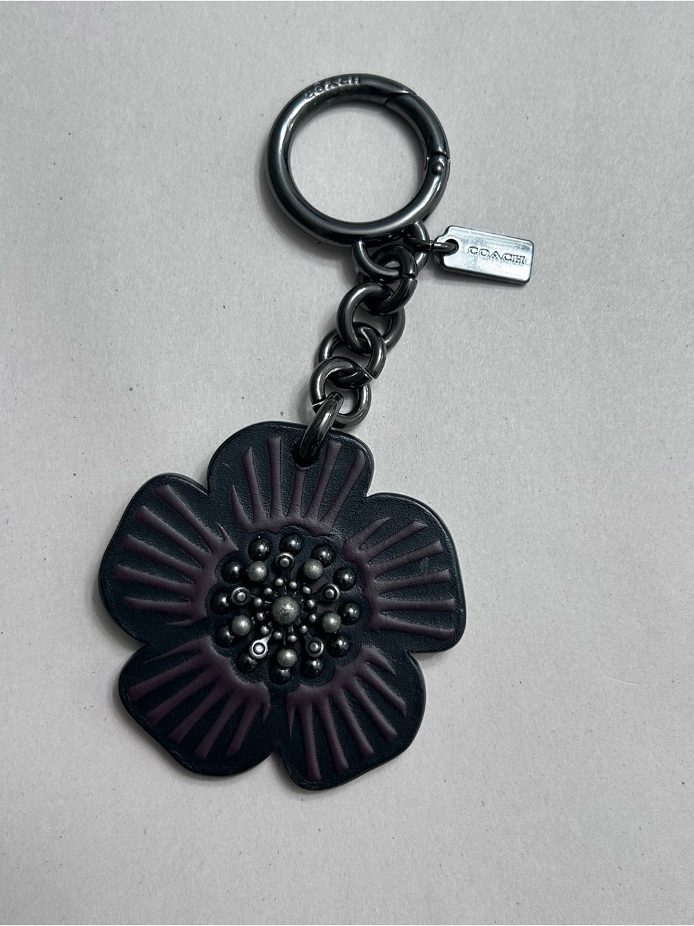 Coach Black/Purple Tea Rose Bag Charm